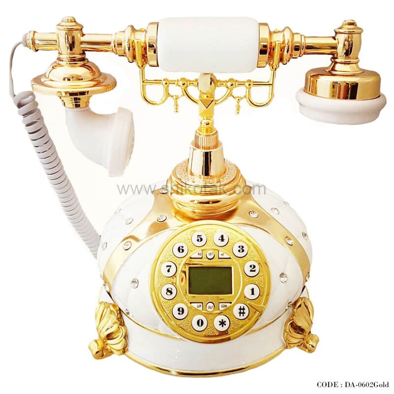 تلفن رومیزی طرح قدیم طلایی سری 0602