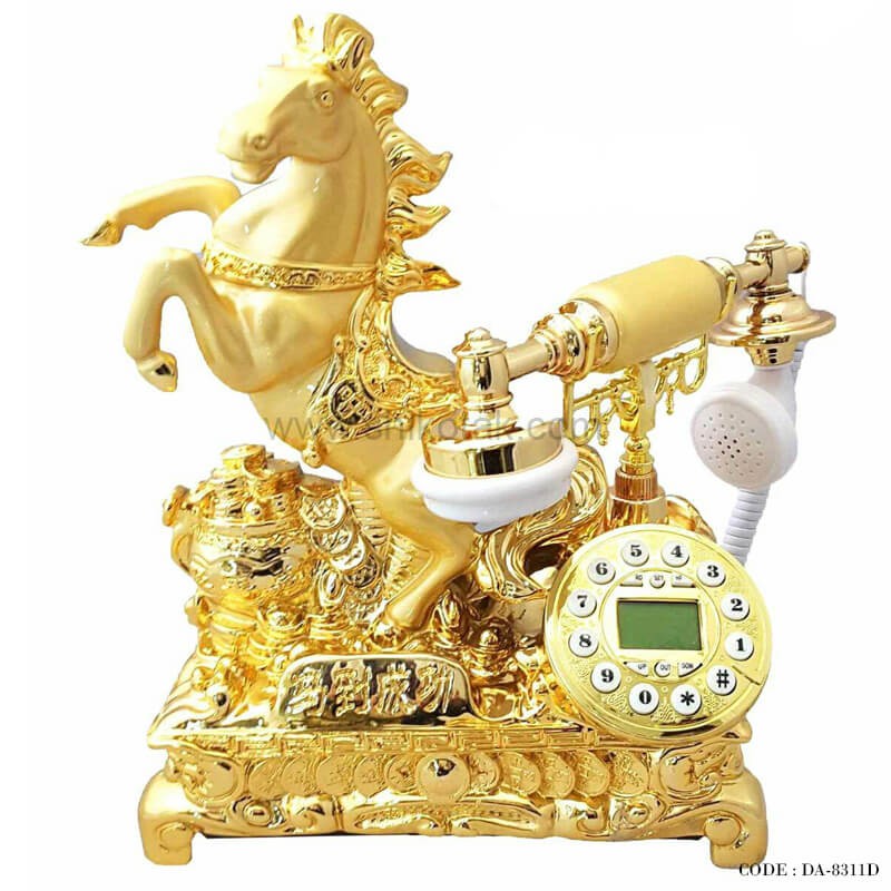 تلفن دکوری رومیزی طرح اسب طلایی سری 8311D
