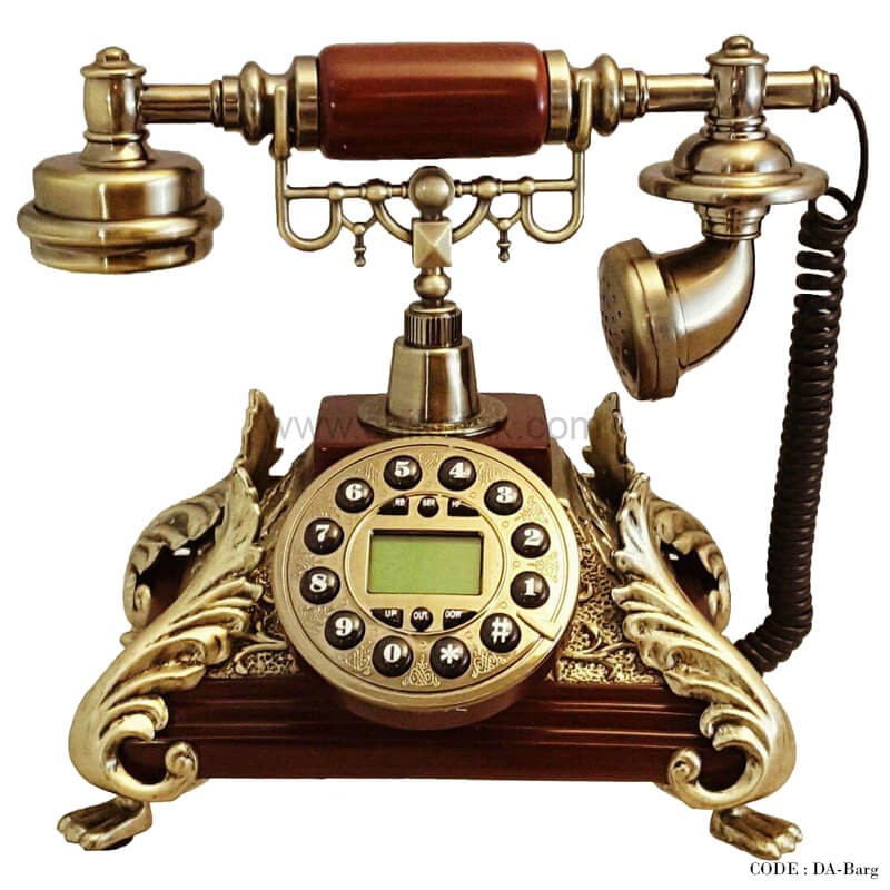 تلفن دکوری رومیزی قهوه ای طرح برگ