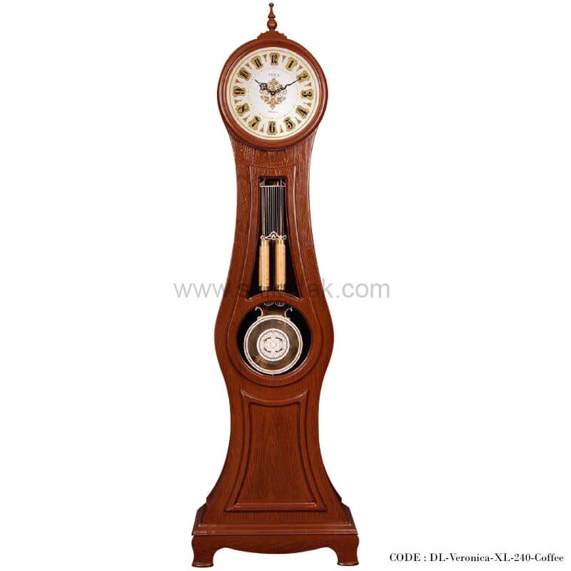 ساعت ایستاده چوبی فندقی طرح ورونیکا