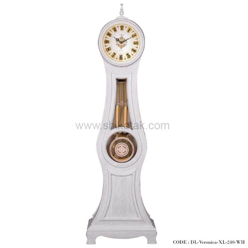 ساعت ایستاده چوبی سفید طرح ورونیکا