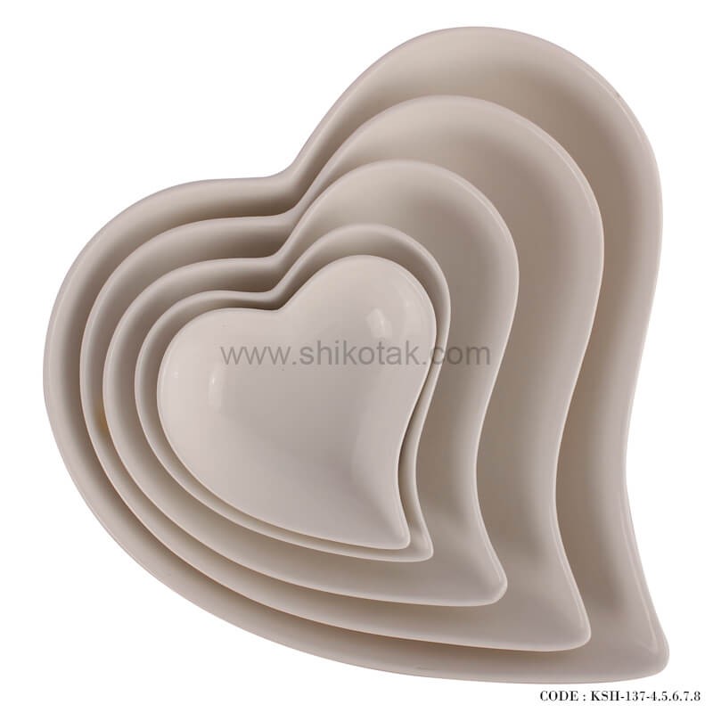 ست کاسه سرامیکی 5 سایز قلبی