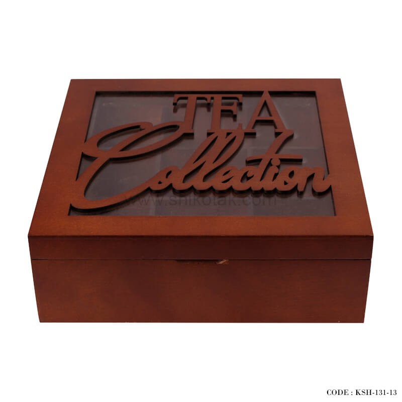 جعبه تی بگ چوبی 9 خانه