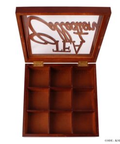 جعبه تی بگ چوبی 9 خانه