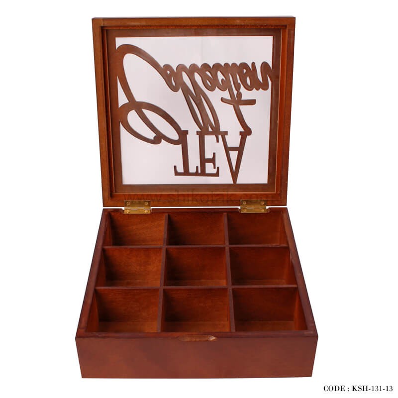 جعبه تی بگ چوبی 9 خانه