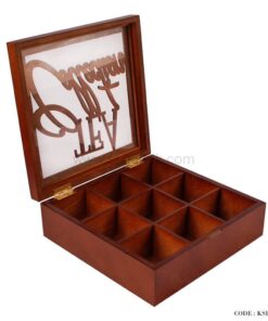 جعبه تی بگ چوبی 9 خانه