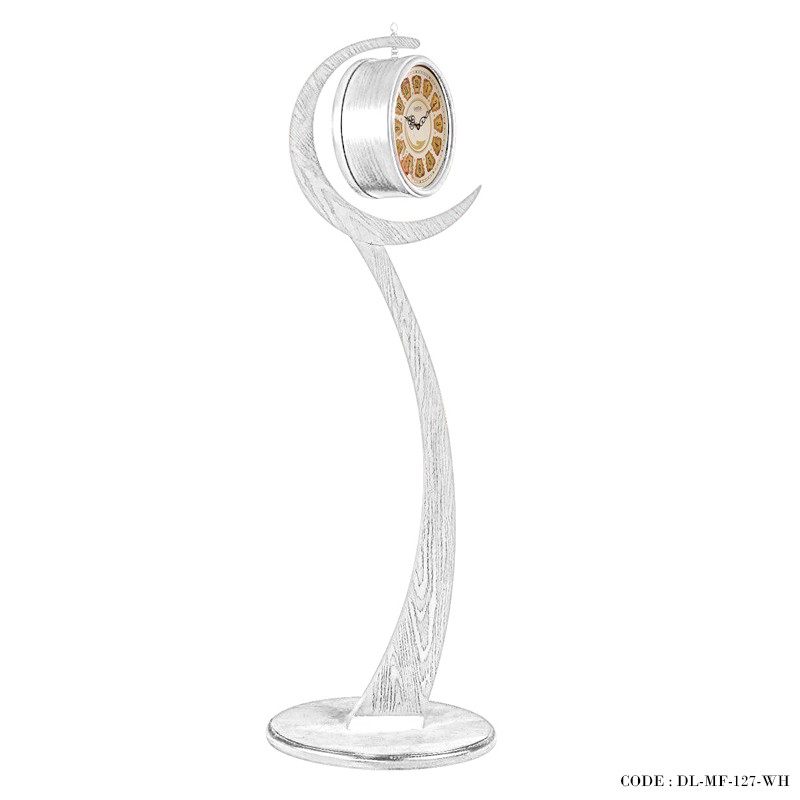 ساعت کنارسالنی چوبی سفید طرح دوطرفه