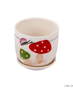 گلدان و زیر گلدانی سرامیکی طرح قارچ