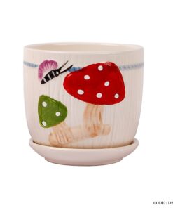 گلدان و زیر گلدانی سرامیکی طرح قارچ