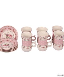 ست فنجان نلعبکی چینی طرح آنجلا صورتی