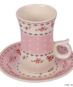 ست فنجان نلعبکی چینی طرح آنجلا صورتی