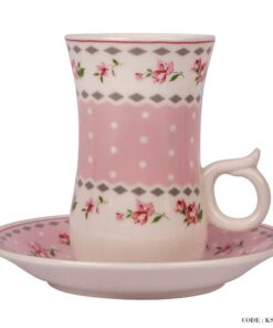 ست فنجان نلعبکی چینی طرح آنجلا صورتی