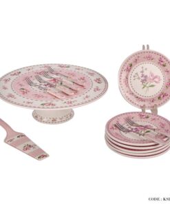 سرویس کیک خوری و پیش دستی آنجلا صورتی