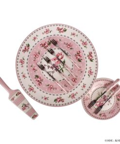 سرویس کیک خوری و پیش دستی آنجلا صورتی