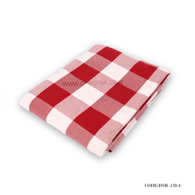 رومیزی ناهار خوری طرح چهارخونه قرمز و سفید