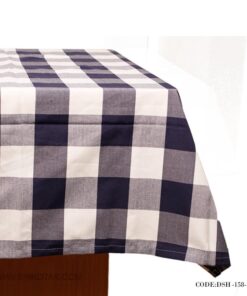 رومیزی پارچه ای طرح چهارخونه آبی و سفید