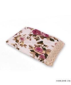 رومیزی ناهارخوری لبه گیپور طرح رز با زمینه سفید