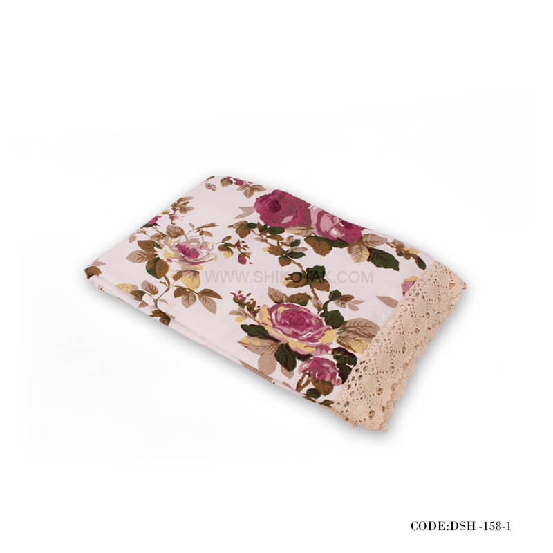 رومیزی ناهارخوری لبه گیپور طرح رز با زمینه سفید