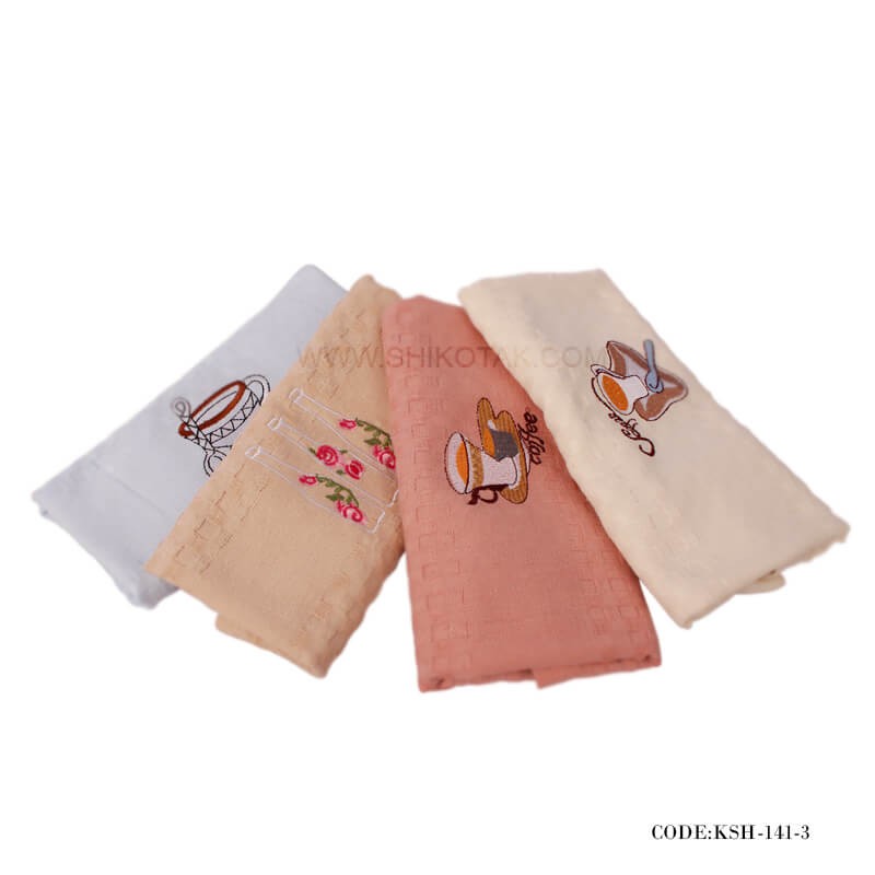 ست دستمال آشپزخانه عروس گلدوزی شده