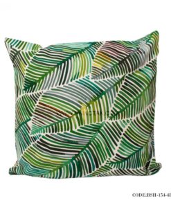 کاور کوسن و کوسن پر شده طرح برگ های رنگی سبز