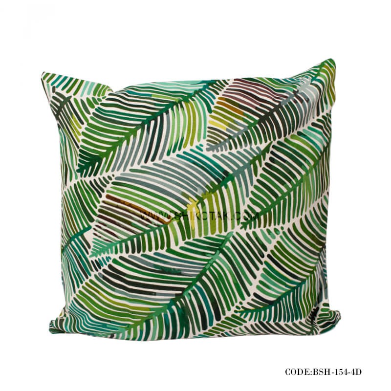 کاور کوسن و کوسن پر شده طرح برگ های رنگی سبز