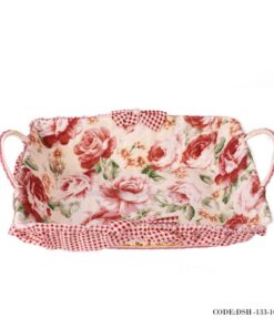 سبد نان حصیری مستطیل گلدار طرح Rosy