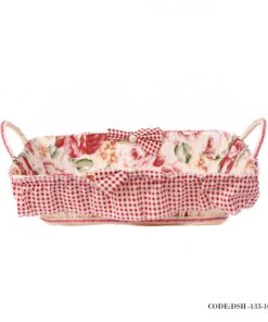 سبد نان حصیری مستطیل گلدار طرح Rosy