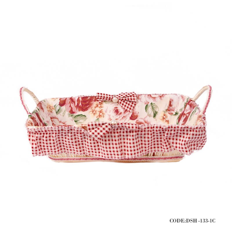 سبد نان حصیری مستطیل گلدار طرح Rosy