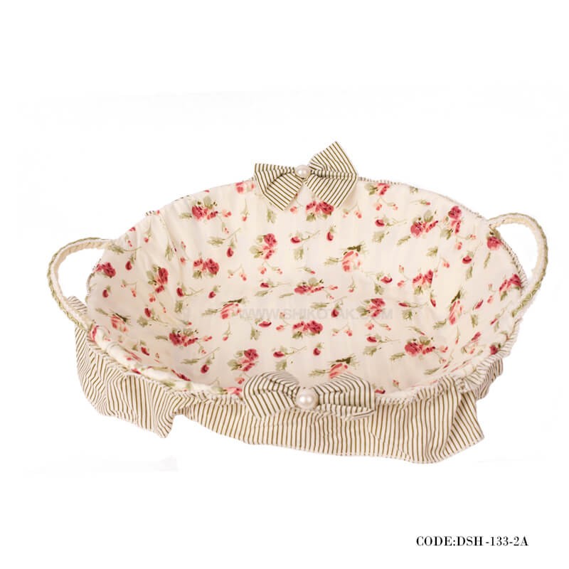 سبد نان و سبزی حصیری گلدار طرح Pink Rose