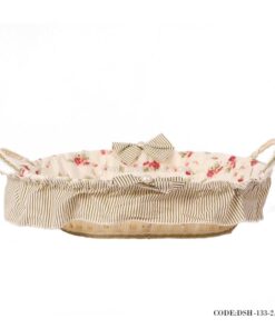 سبد نان و سبزی حصیری گلدار طرح Pink Rose