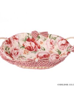 سبد حصیری نان گلدار بیضی طرح Rosy