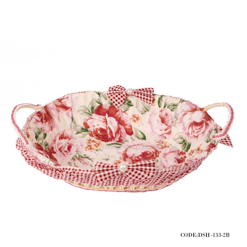 سبد حصیری نان گلدار بیضی طرح Rosy