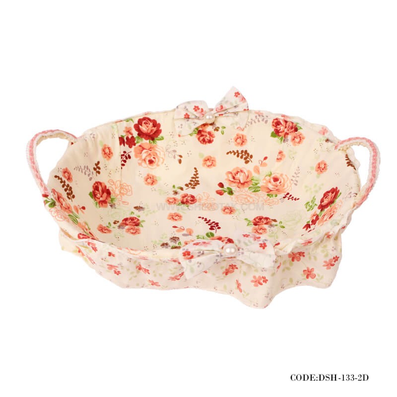 سبد نان عروس حصیری گلدار بیضی طرح Rose Flower