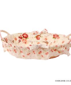 سبد نان عروس حصیری گلدار بیضی طرح Rose Flower