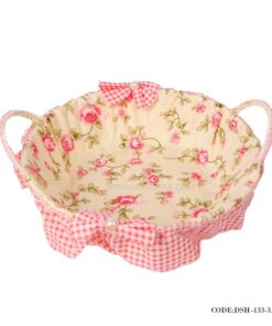 سبد حصیری نان و سبزی گرد طرح بوته رز