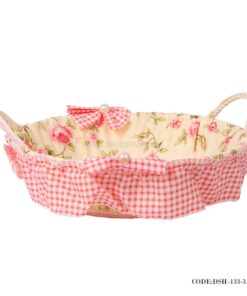 سبد حصیری نان و سبزی گرد طرح بوته رز