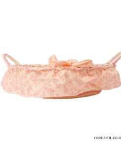 سبد نان حصیری گرد دسته دار طرح گل های رز