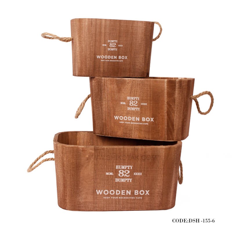 باکس چوبی سه عددی قهوه ای