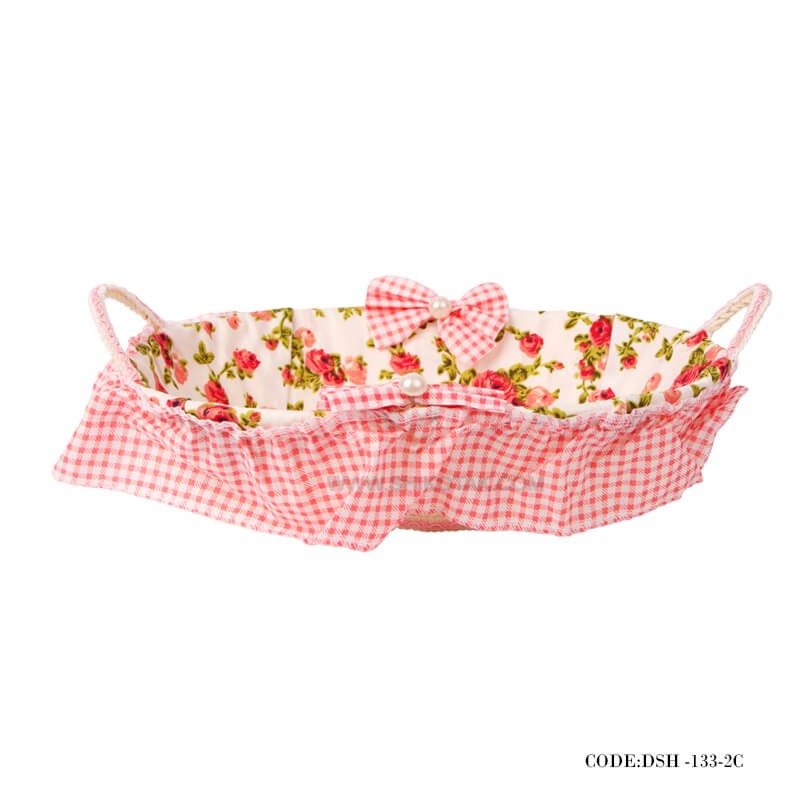 سبد حصیری نان گلدار بیضی طرح Rosy